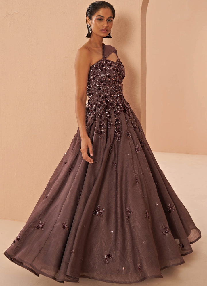 Deep Wine iris gown Parul Gandhi - Fabilicious Fashion