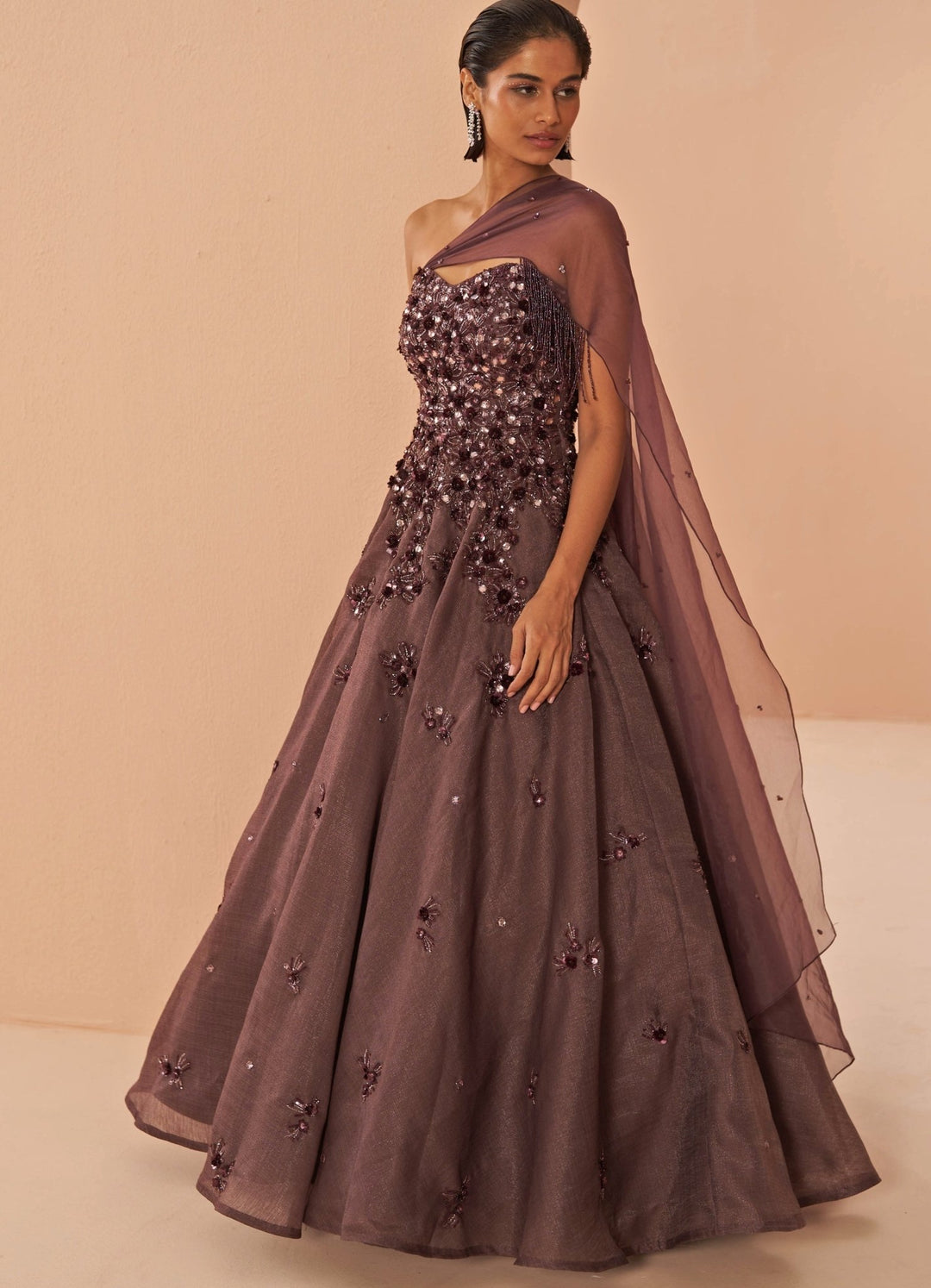 Deep Wine iris gown Parul Gandhi - Fabilicious Fashion