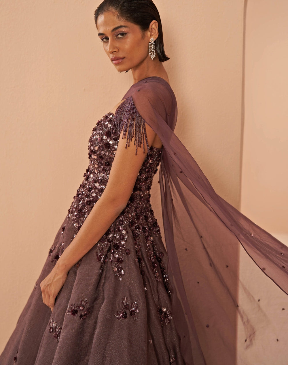 Deep Wine iris gown Parul Gandhi - Fabilicious Fashion