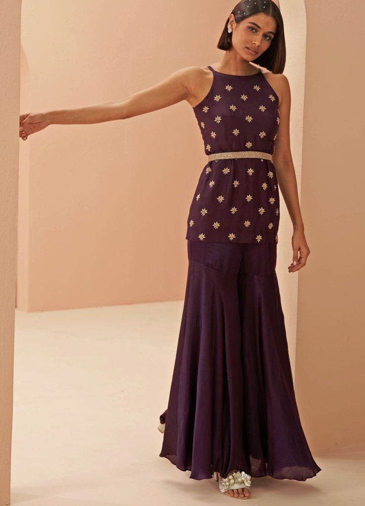 deep wine sharara Set Parul Gandhi - Fabilicious Fashion