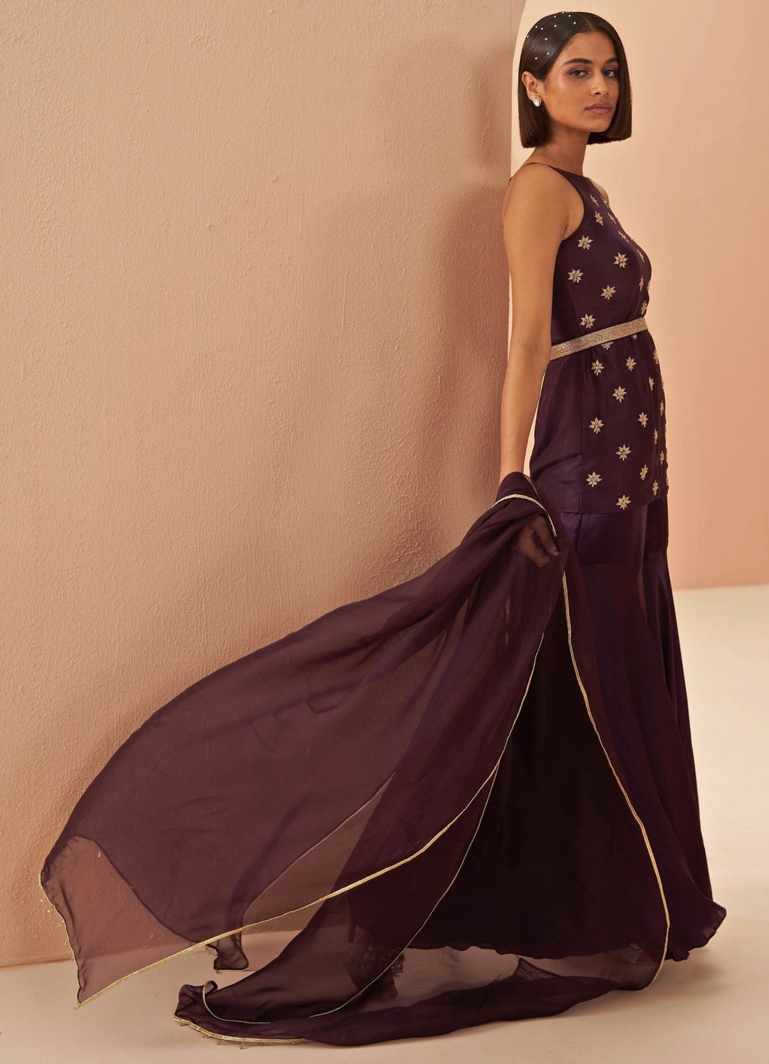 deep wine sharara Set Parul Gandhi - Fabilicious Fashion