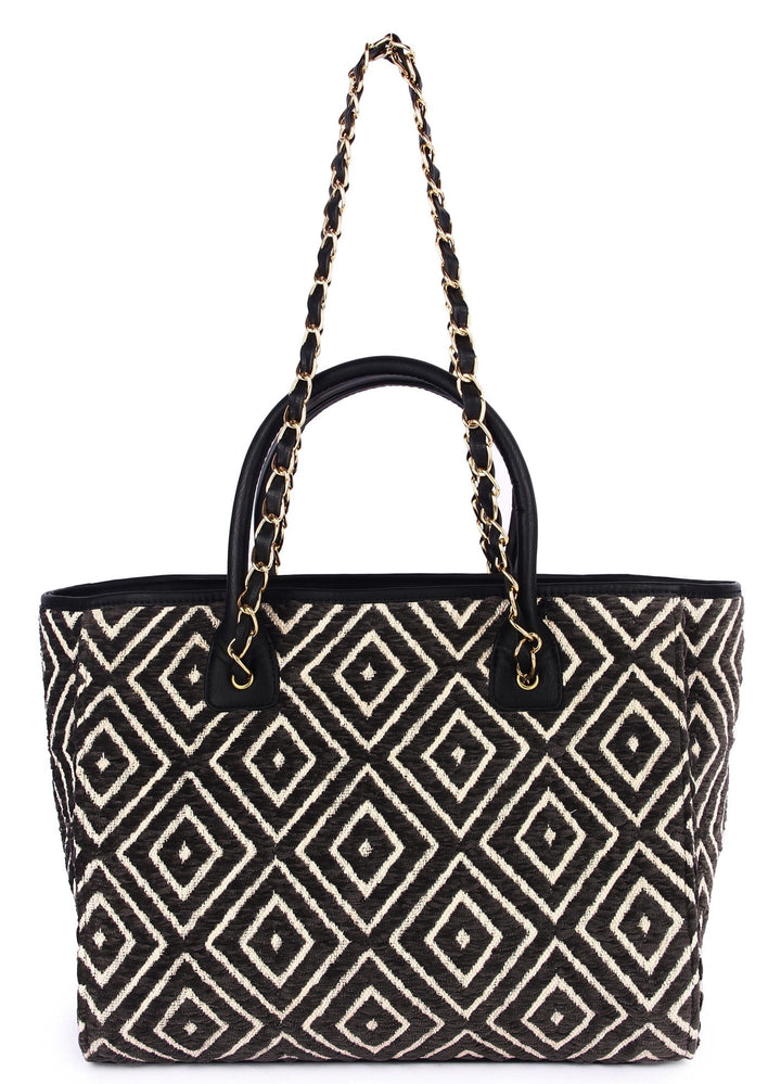 Diamond Pattern Tote Bag The Purple Sack - Fabilicious Fashion