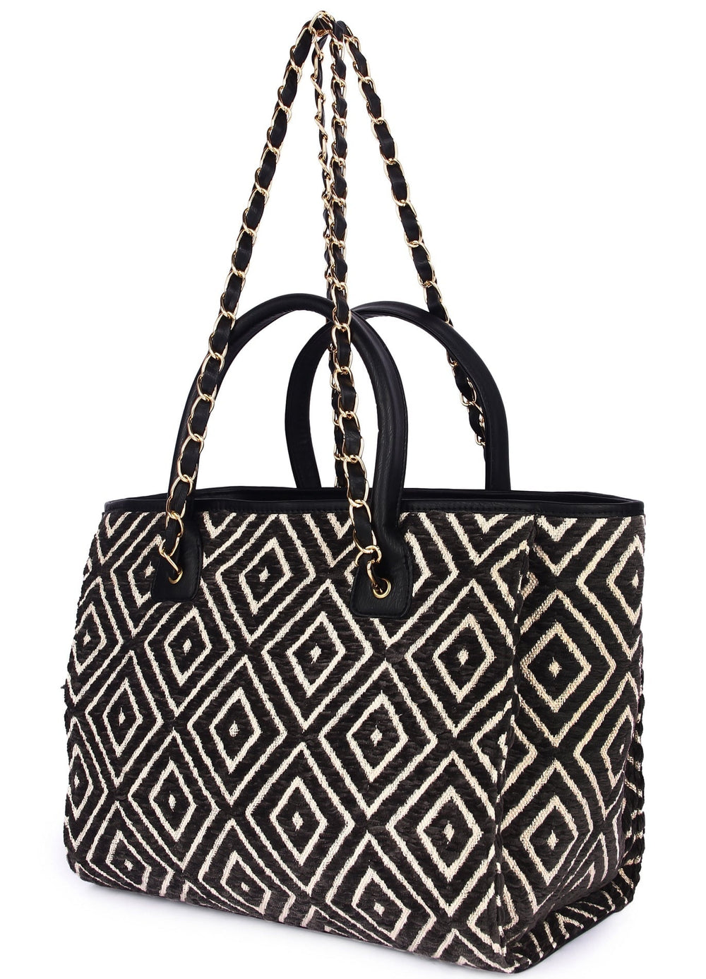 Diamond Pattern Tote Bag The Purple Sack - Fabilicious Fashion