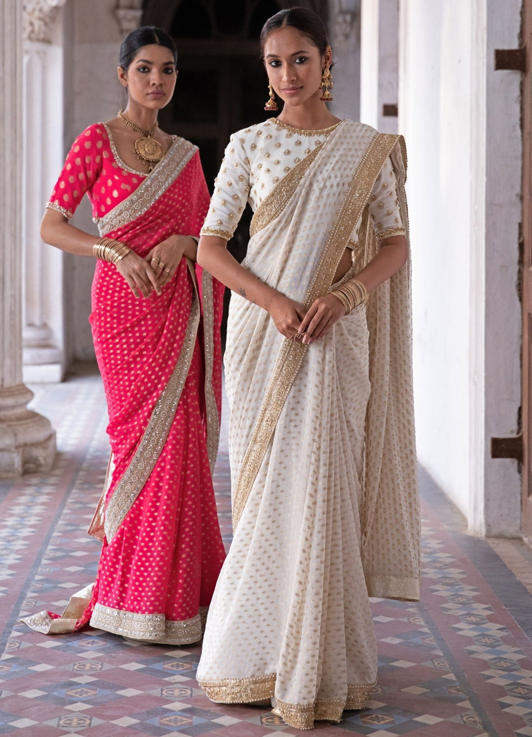 Diya Rasberry Pink Benarsi Saree Set Renee - Fabilicious Fashion
