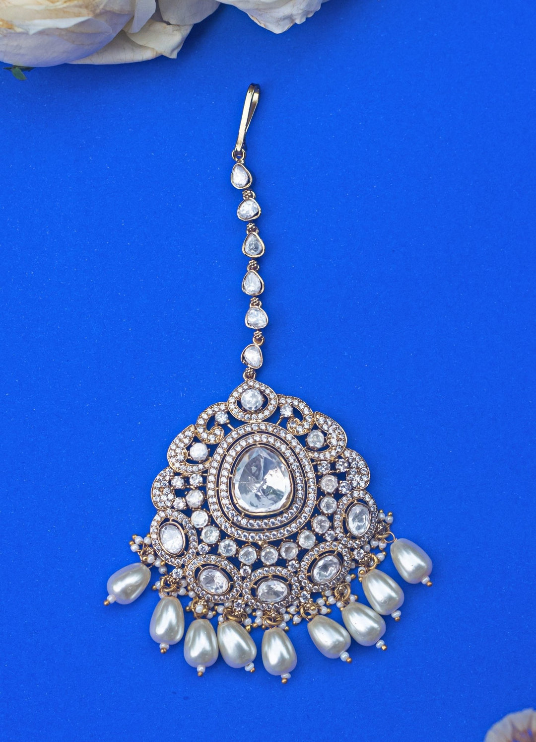 Dramatic Faux Diamond Mangtikka Zevar by Geeta - Fabilicious Fashion
