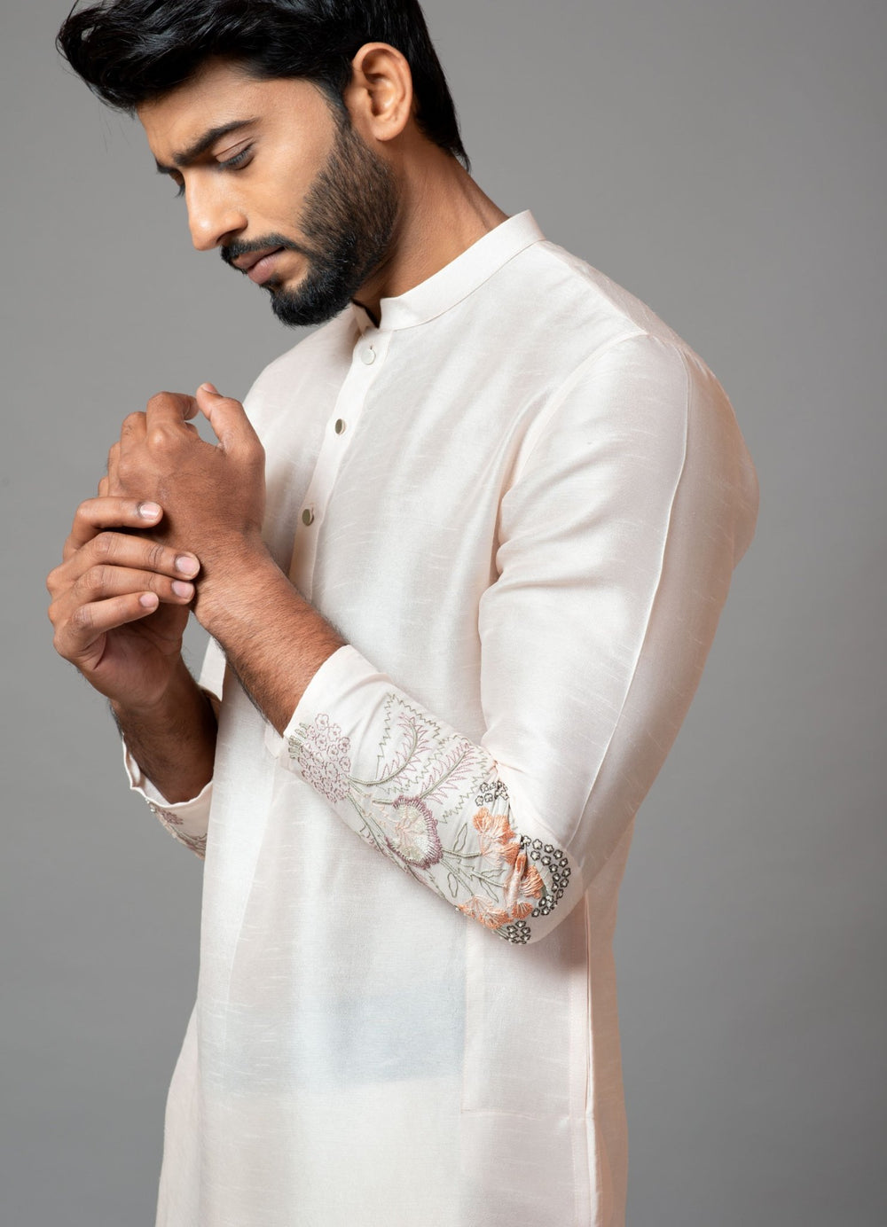 Dust Pink Embroidered Kurta And Pant Pajama Smriti - Fabilicious Fashion