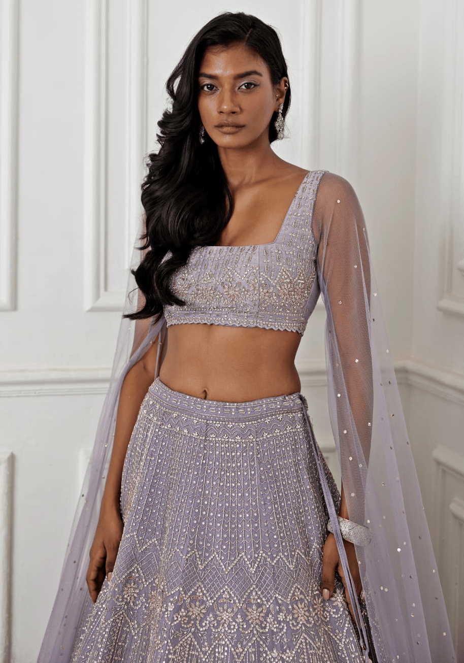 Dusty Lilac Embroidered Lehenga Set Chamee and Palak - Fabilicious Fashion