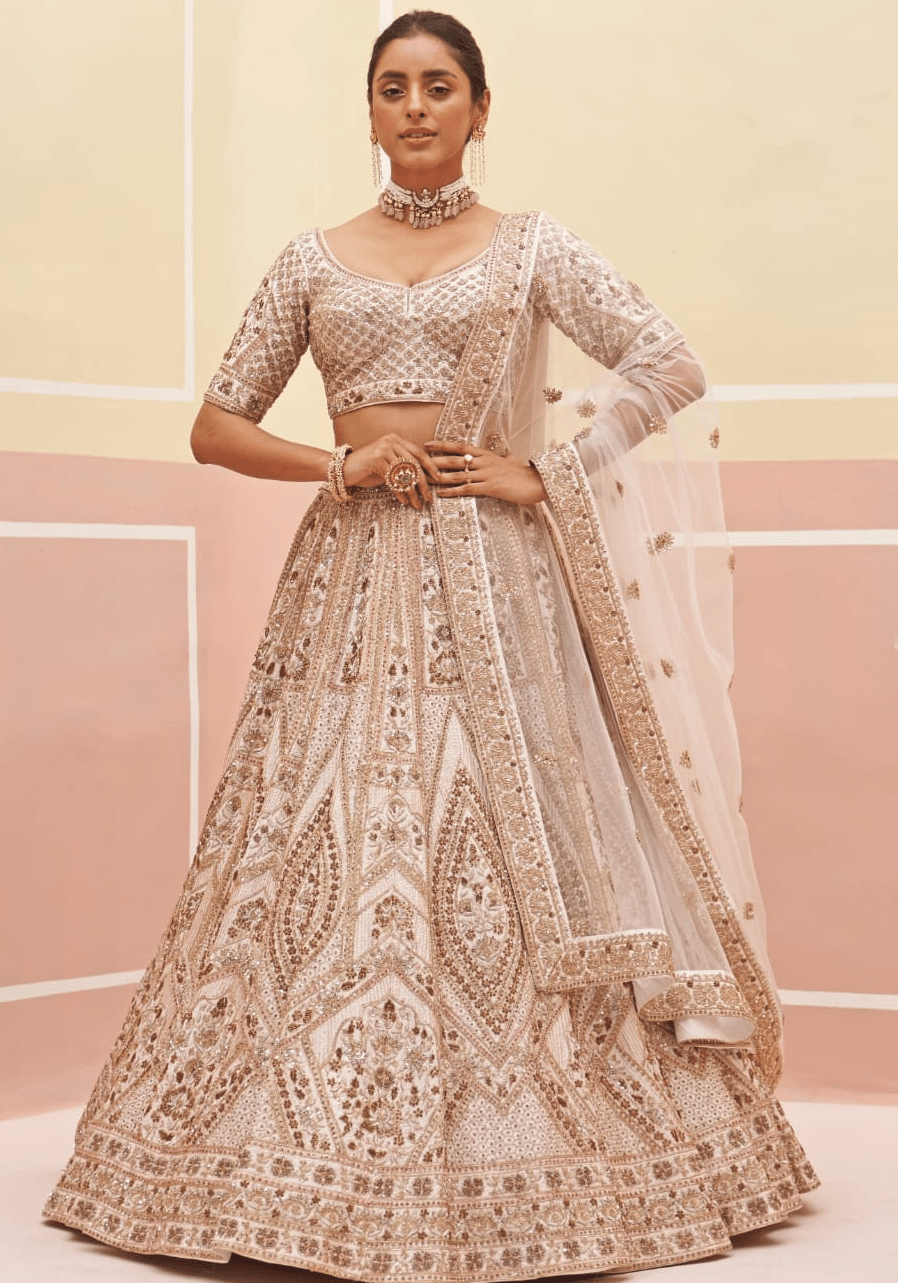 Dusty Pink And Gold Bridal Lehenga Angad Singh - Fabilicious Fashion