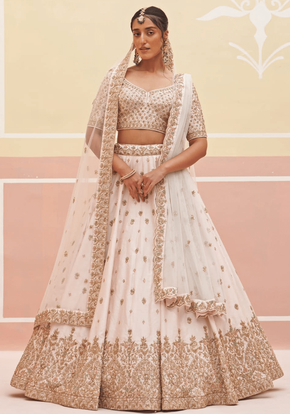 Dusty Pink Silk Embroidered Bridal Lehenga Angad Singh - Fabilicious Fashion