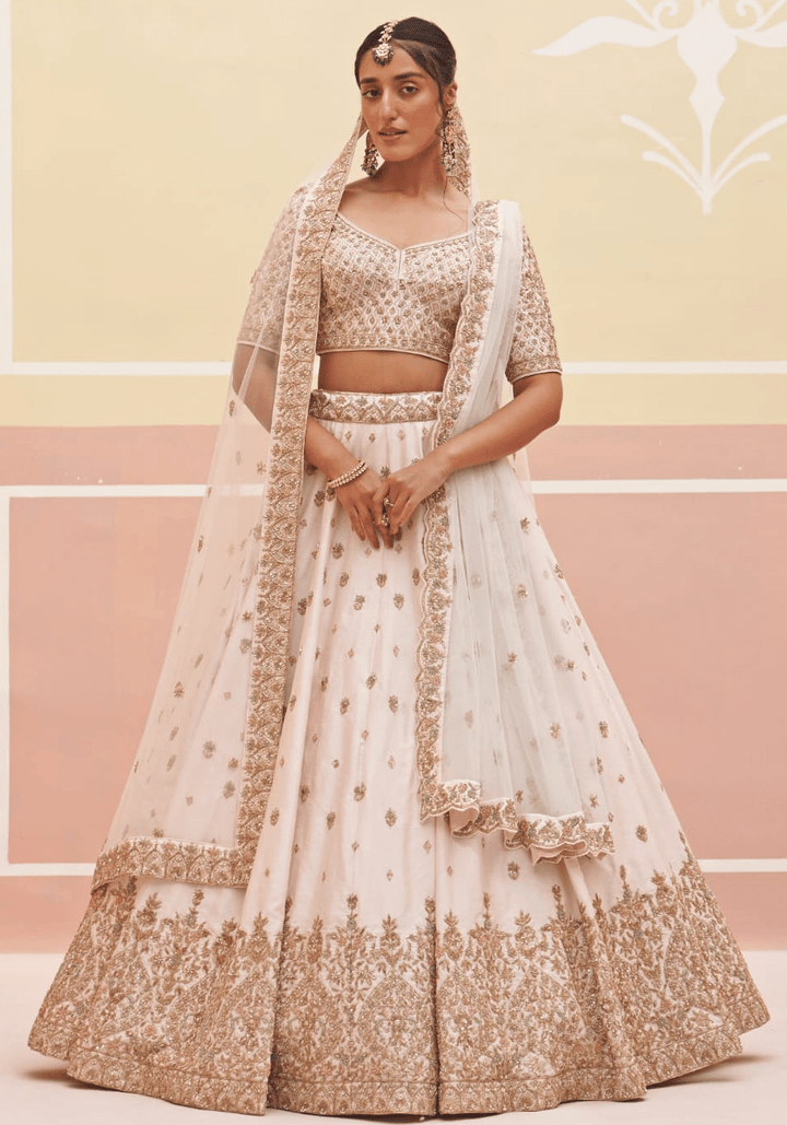 Dusty Pink Silk Embroidered Bridal Lehenga Angad Singh - Fabilicious Fashion