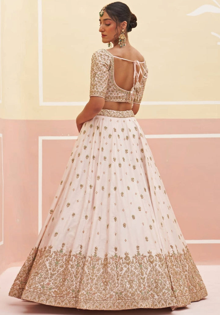 Dusty Pink Silk Embroidered Bridal Lehenga Angad Singh - Fabilicious Fashion