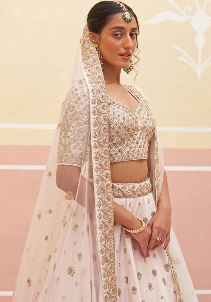 Dusty Pink Silk Embroidered Bridal Lehenga Angad Singh - Fabilicious Fashion