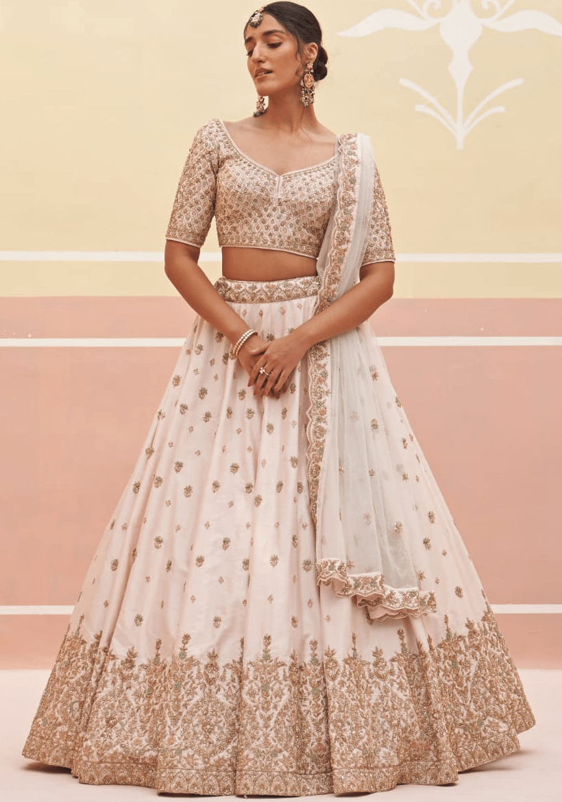 Dusty Pink Silk Embroidered Bridal Lehenga Angad Singh - Fabilicious Fashion