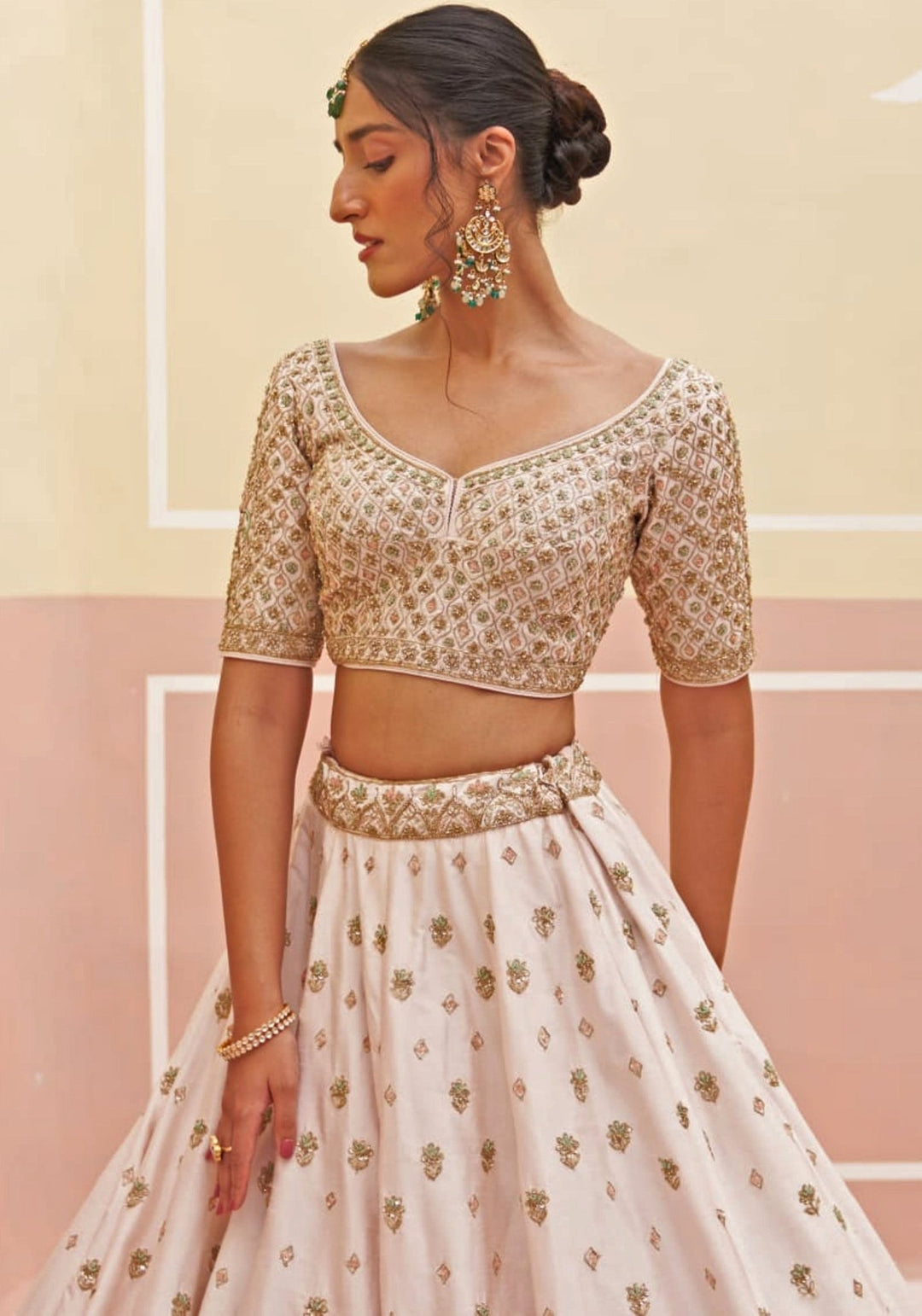 Dusty Pink Silk Embroidered Bridal Lehenga Angad Singh - Fabilicious Fashion