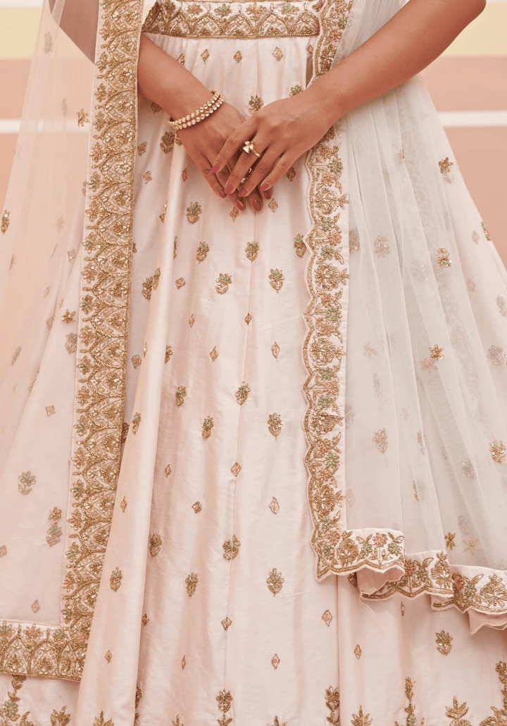 Dusty Pink Silk Embroidered Bridal Lehenga Angad Singh - Fabilicious Fashion