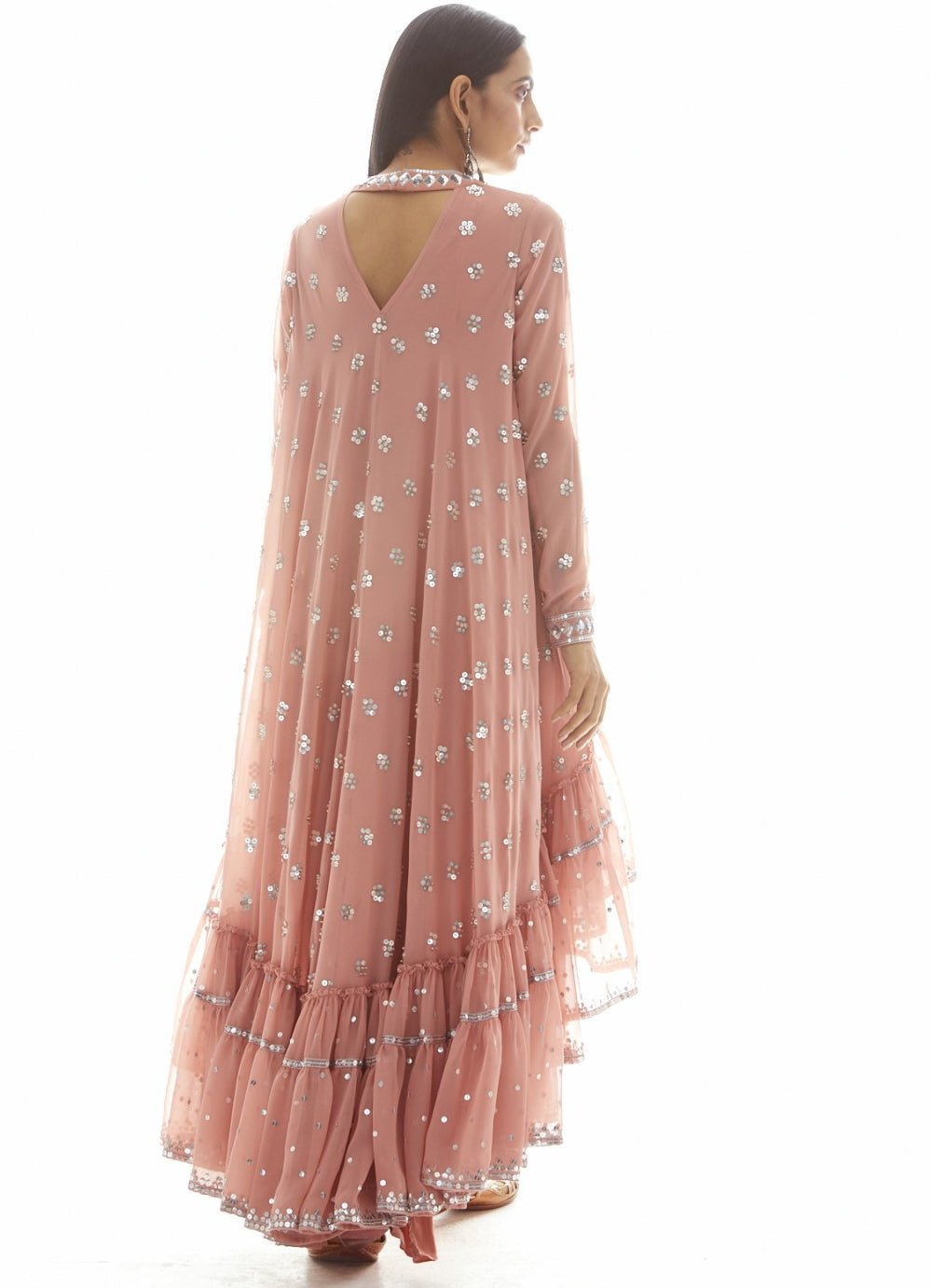 Dusty Rose Pink High Low Kurta Set Vvani by Vani Vats - Fabilicious Fashion
