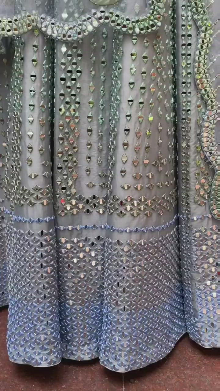 Chaand Blue Organza Lehenga Set