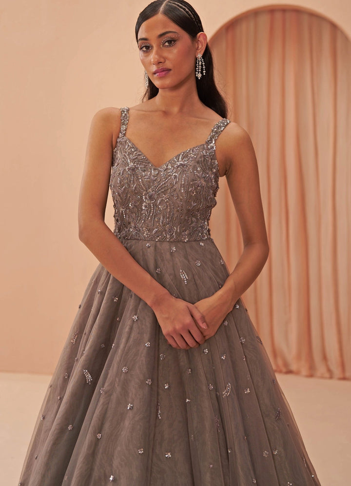 Ebony grey gown Parul Gandhi - Fabilicious Fashion