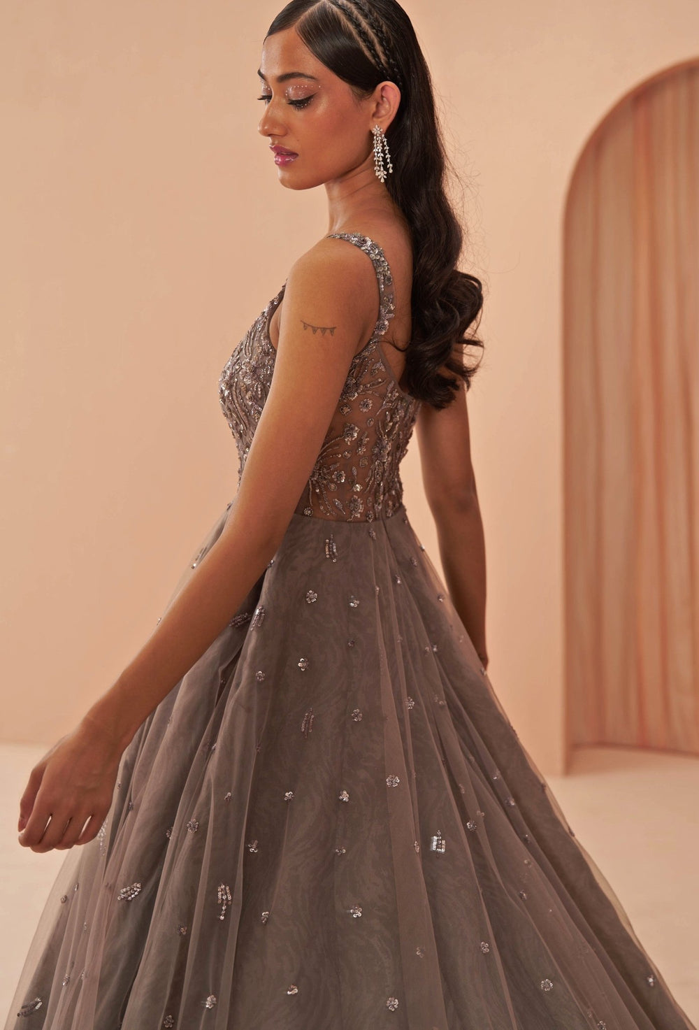 Ebony grey gown Parul Gandhi - Fabilicious Fashion