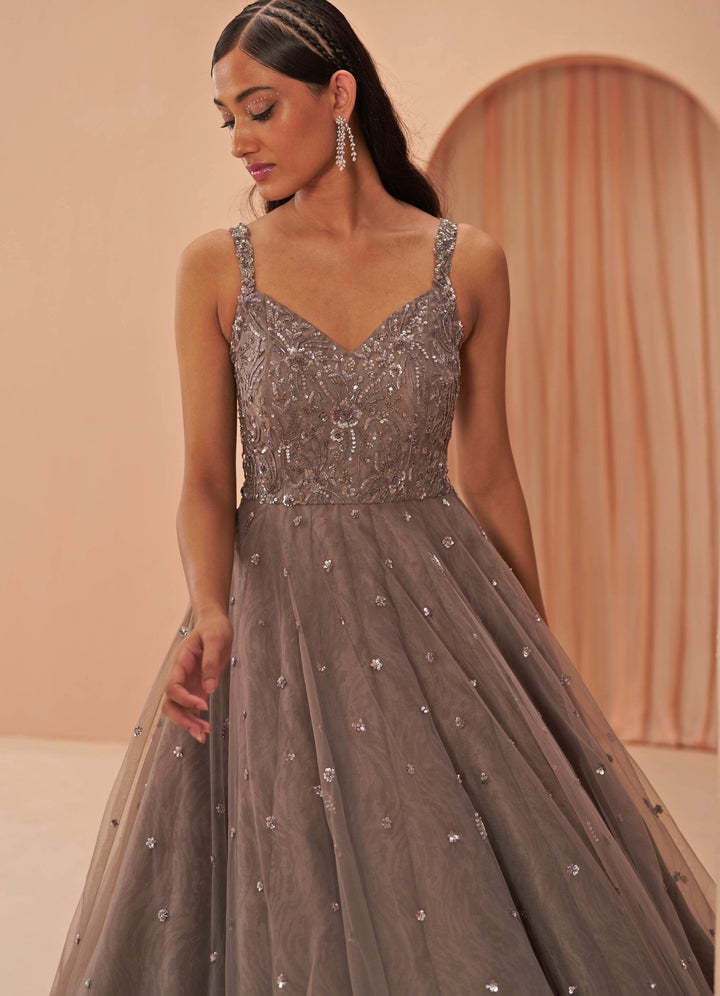 Ebony grey gown Parul Gandhi - Fabilicious Fashion