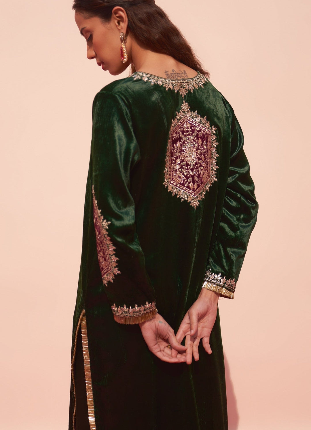 Emerald Green Velvet Suit Angad Singh - Fabilicious Fashion