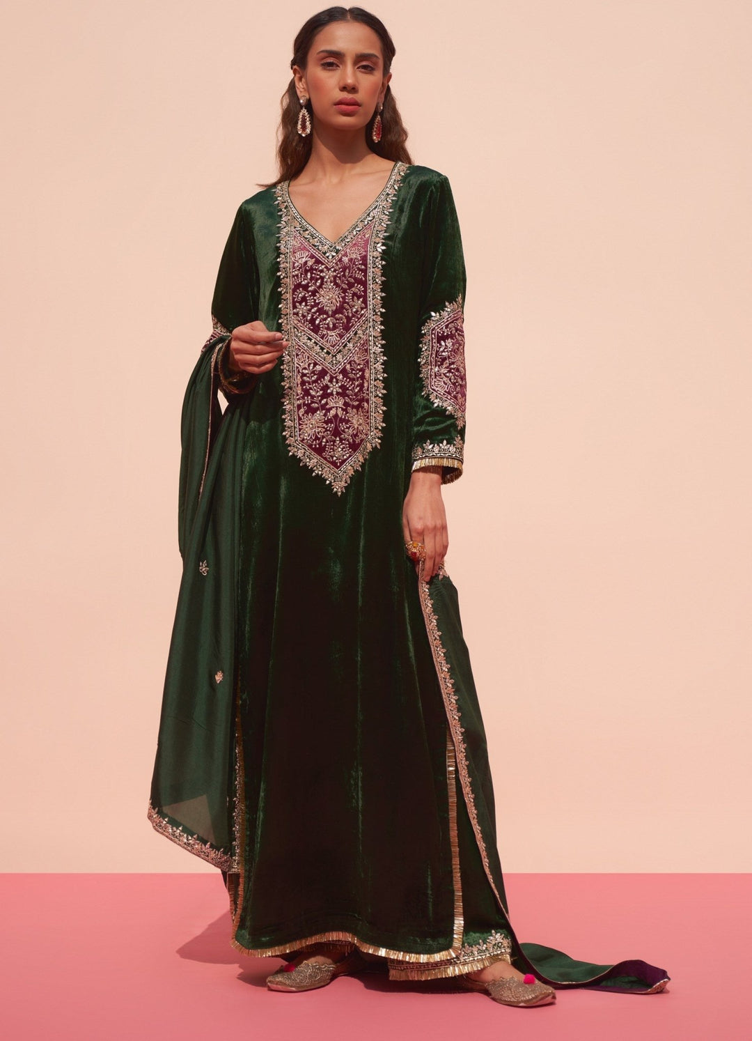 Emerald Green Velvet Suit Angad Singh - Fabilicious Fashion