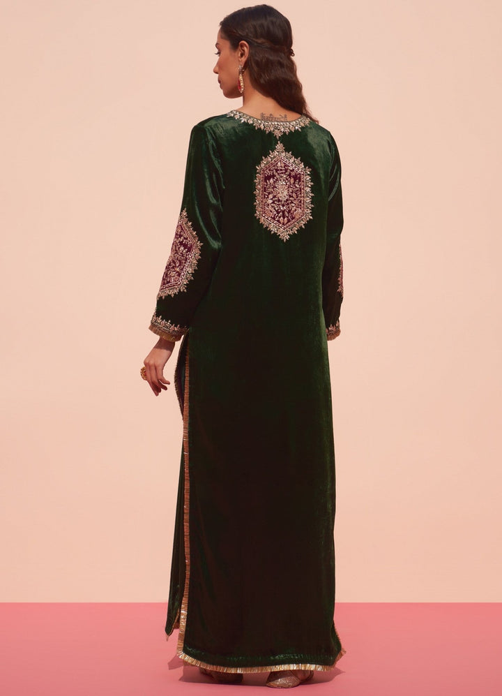 Emerald Green Velvet Suit Angad Singh - Fabilicious Fashion
