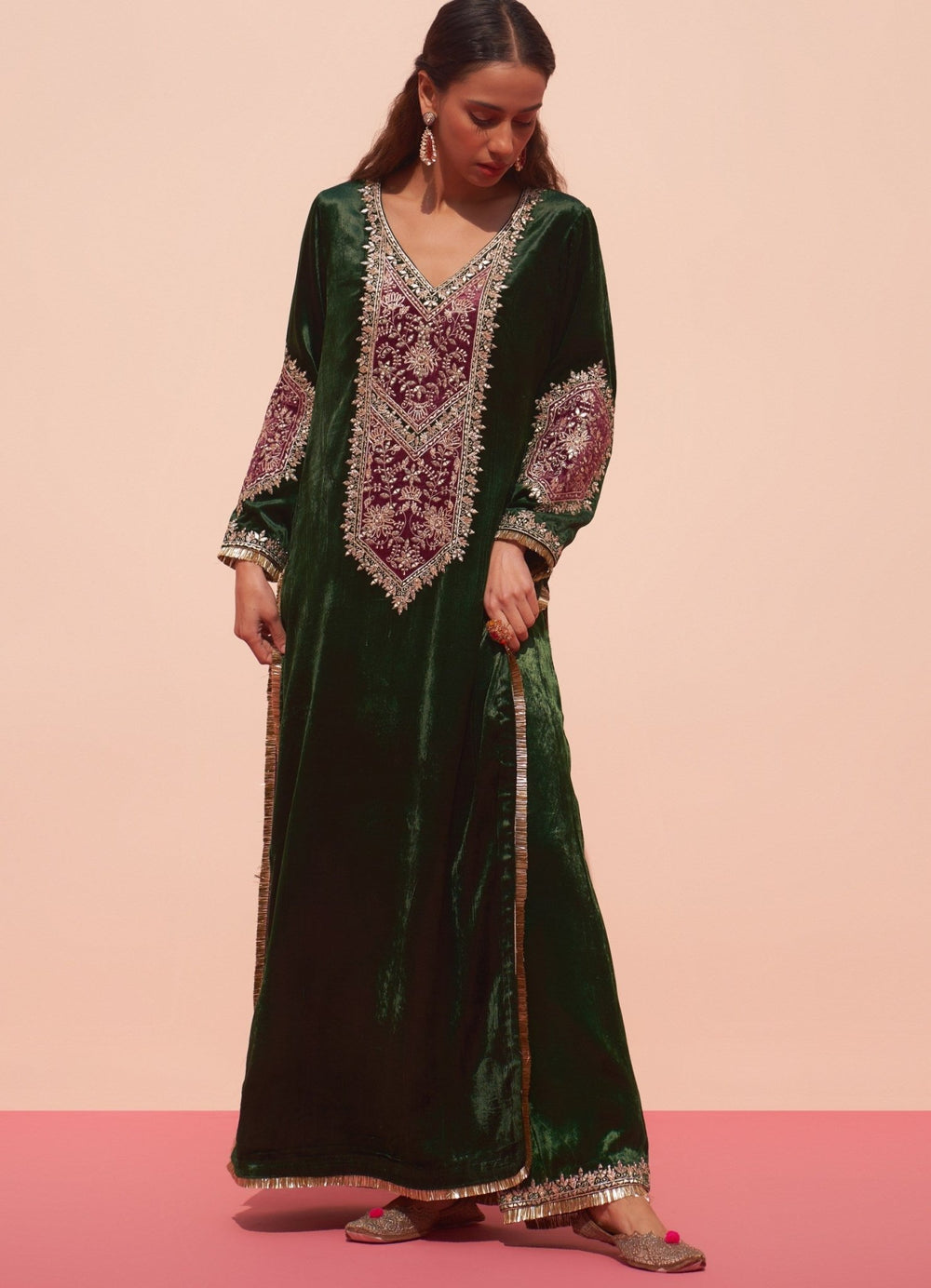 Emerald Green Velvet Suit Angad Singh - Fabilicious Fashion