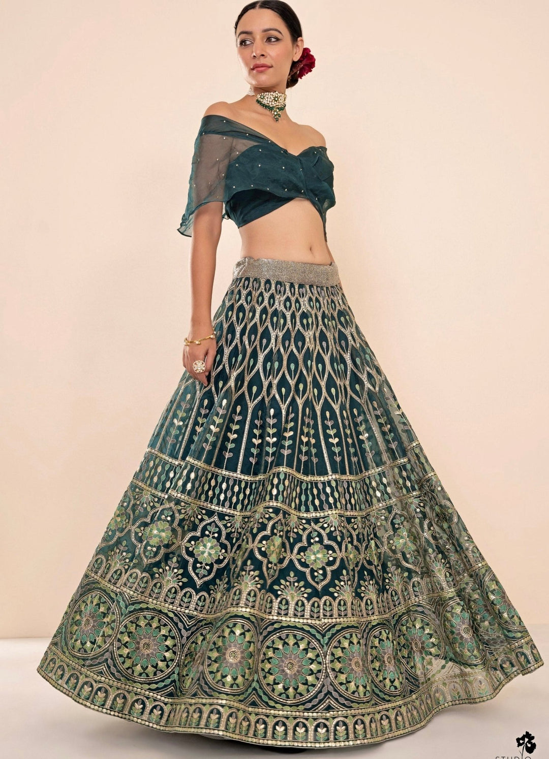 Emerald Mosaic Lehenga Set Studio Iris - Fabilicious Fashion