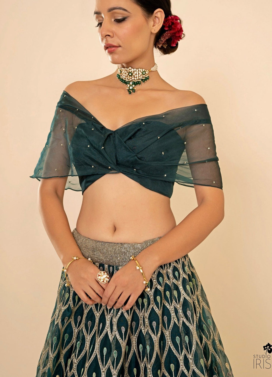 Emerald Mosaic Lehenga Set Studio Iris - Fabilicious Fashion