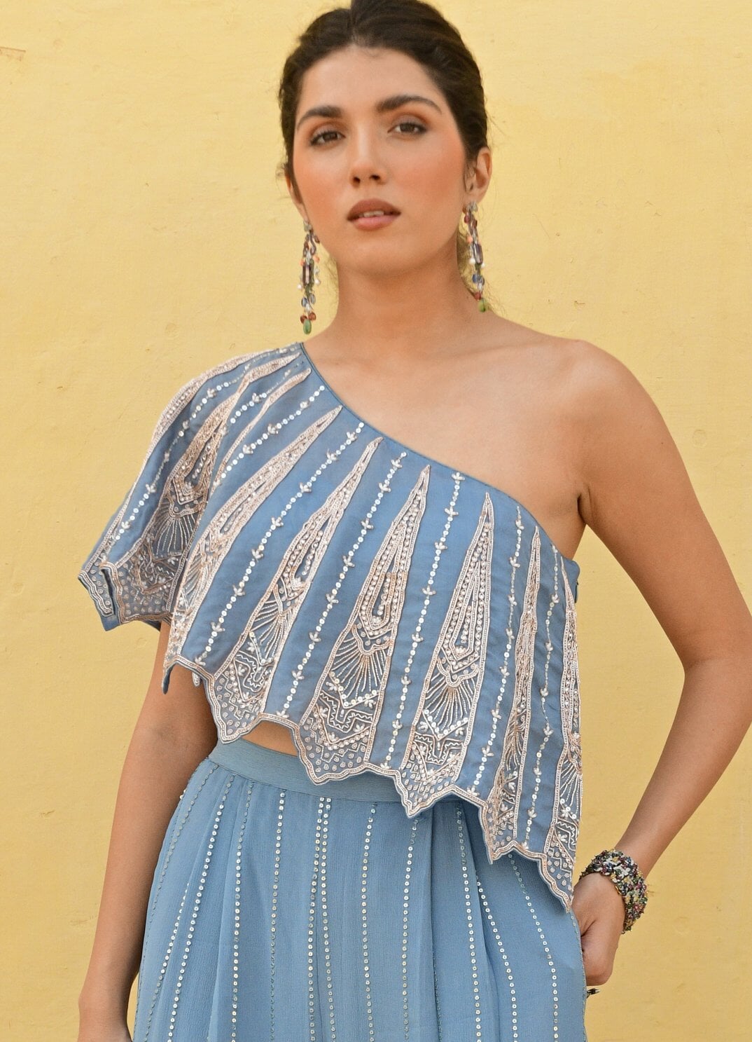 Chamee and Palak English Blue One Shoulder Pants SetFabilicious Fashion