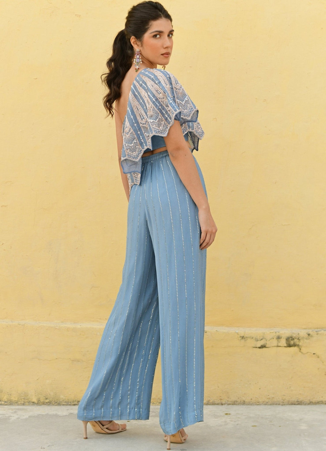 Chamee and Palak English Blue One Shoulder Pants SetFabilicious Fashion
