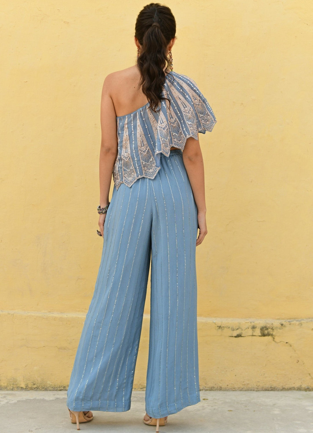 Chamee and Palak English Blue One Shoulder Pants SetFabilicious Fashion