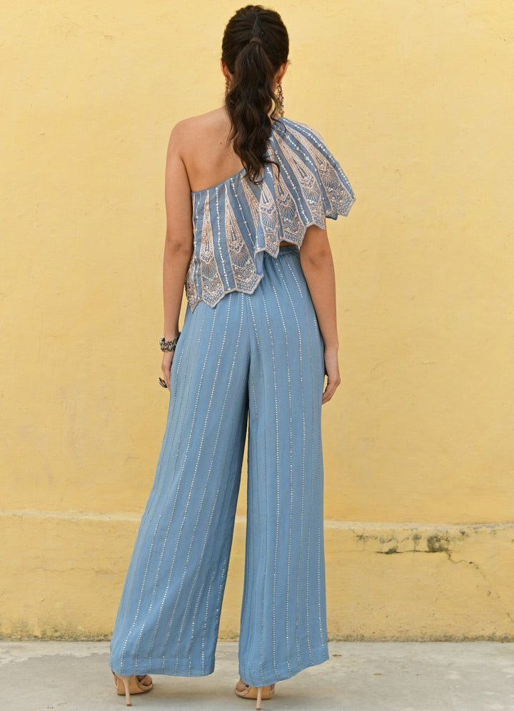 Chamee and Palak English Blue One Shoulder Pants SetFabilicious Fashion