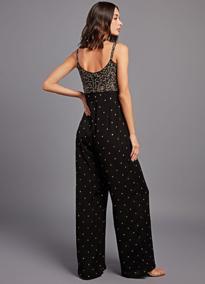 Esther Black Sequenced Jumpsuit Chamee n Palak - Fabilicious Fashion