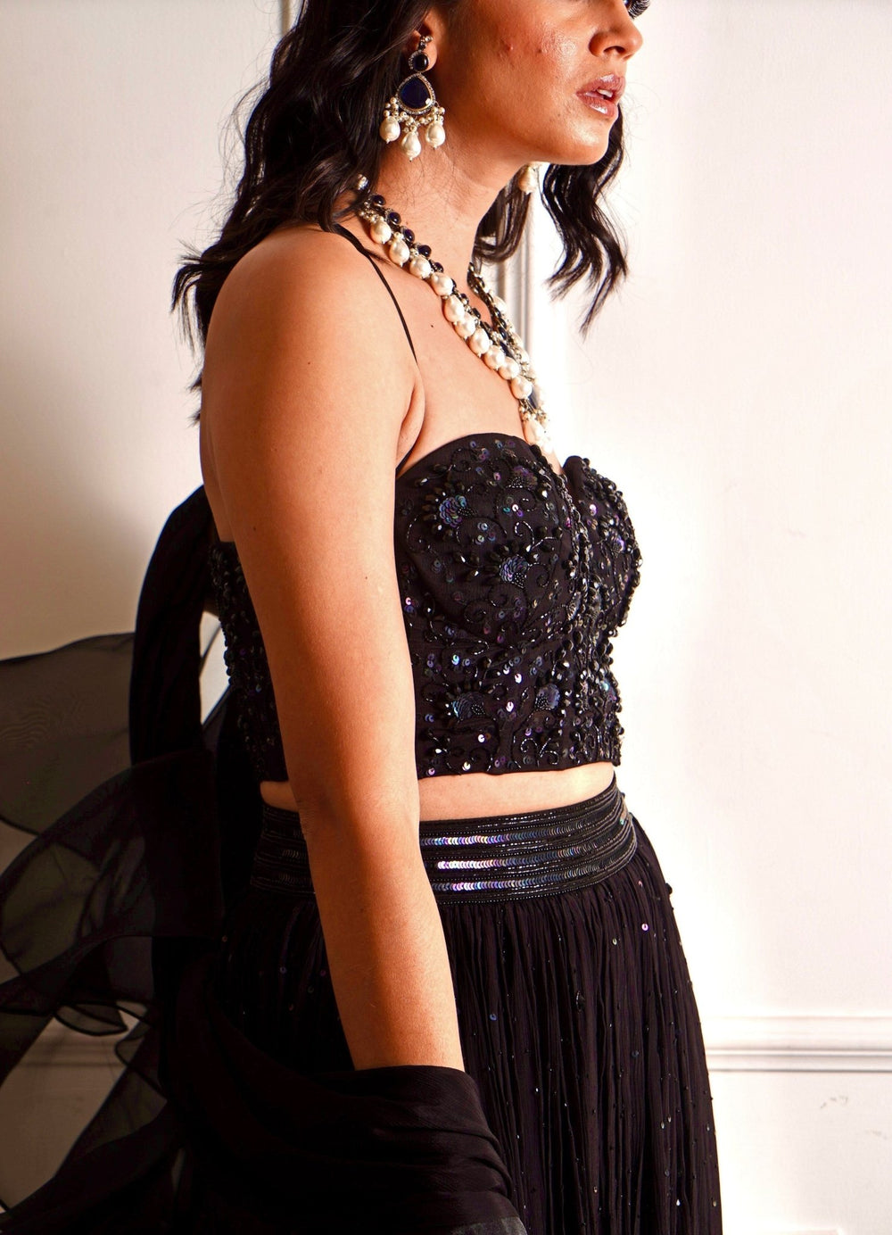Eve Black Corset Lehenga Set Rashika Sharma - Fabilicious Fashion