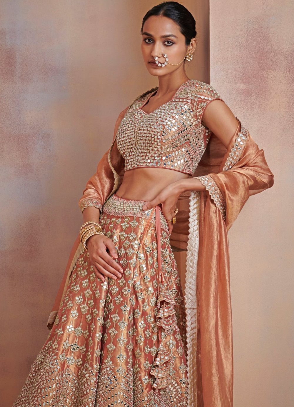 Falguni Vintage Gold Lehenga Set Suhino - Fabilicious Fashion