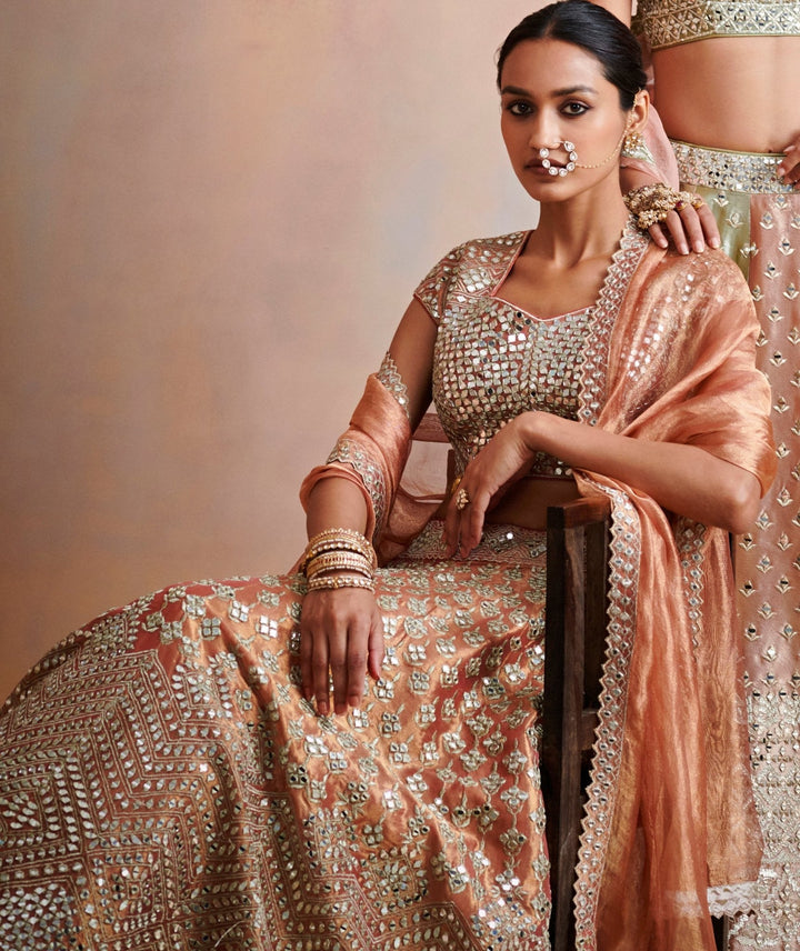 Falguni Vintage Gold Lehenga Set Suhino Fabilicious Fashion
