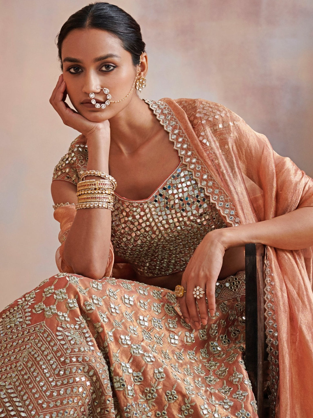 Falguni Vintage Gold Lehenga Set Suhino - Fabilicious Fashion