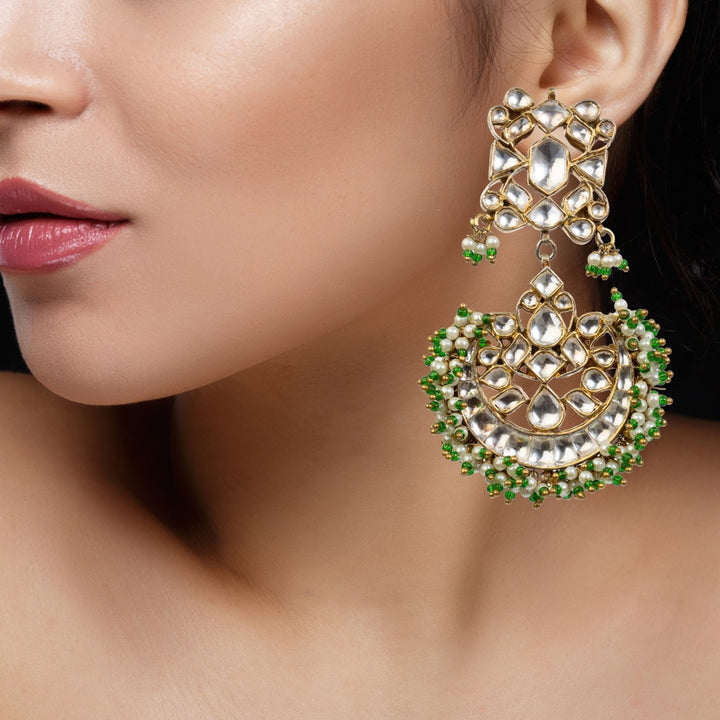 Fan Shaped Necklace Set Riana by Shikha Jindal - Fabilicious Fashion