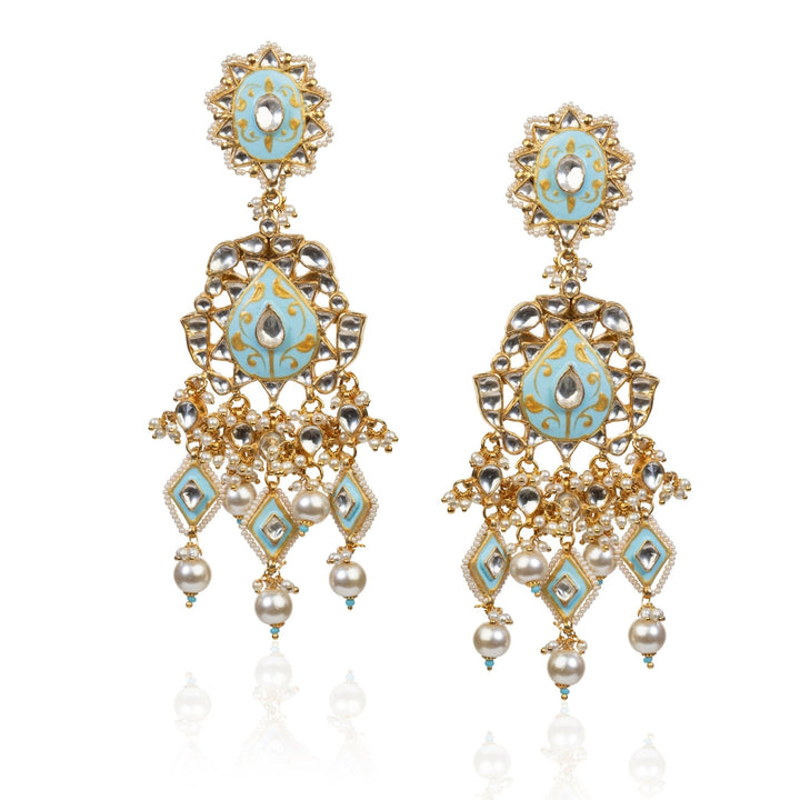 Firozi And White Earrings Riana by Shikha Jindal - Fabilicious Fashion