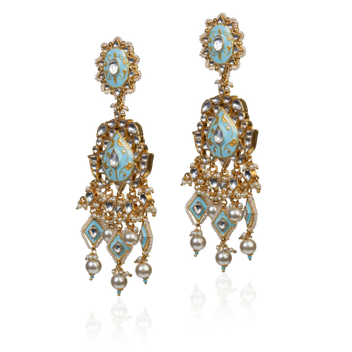 Firozi And White Earrings Riana by Shikha Jindal - Fabilicious Fashion