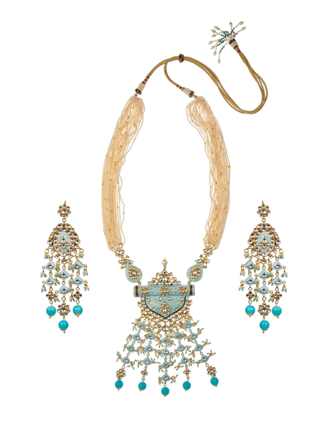 Firozi Blue Pendant Set With Bright Firozi Beads Riana by Shikha Jindal - Fabilicious Fashion