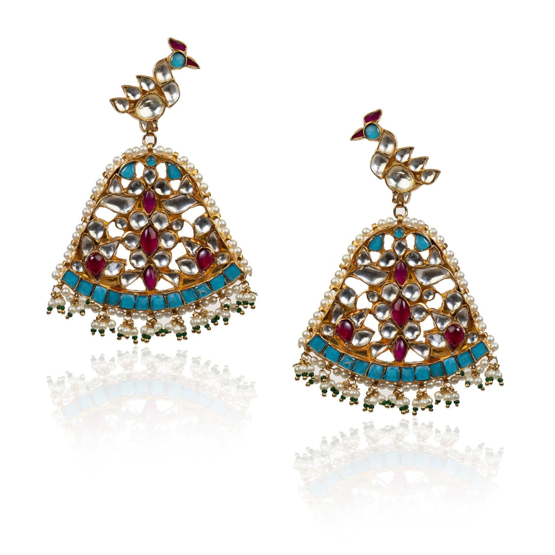 Firozi Peacock Earrings Riana by Shikha Jindal - Fabilicious Fashion