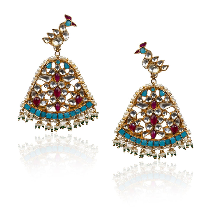 Firozi Peacock Earrings Riana by Shikha Jindal - Fabilicious Fashion