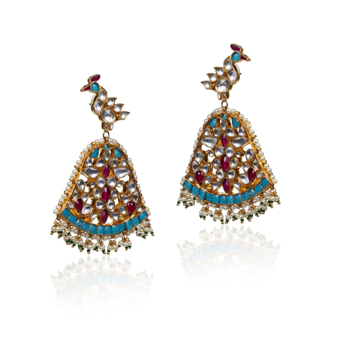 Firozi Peacock Earrings Riana by Shikha Jindal - Fabilicious Fashion
