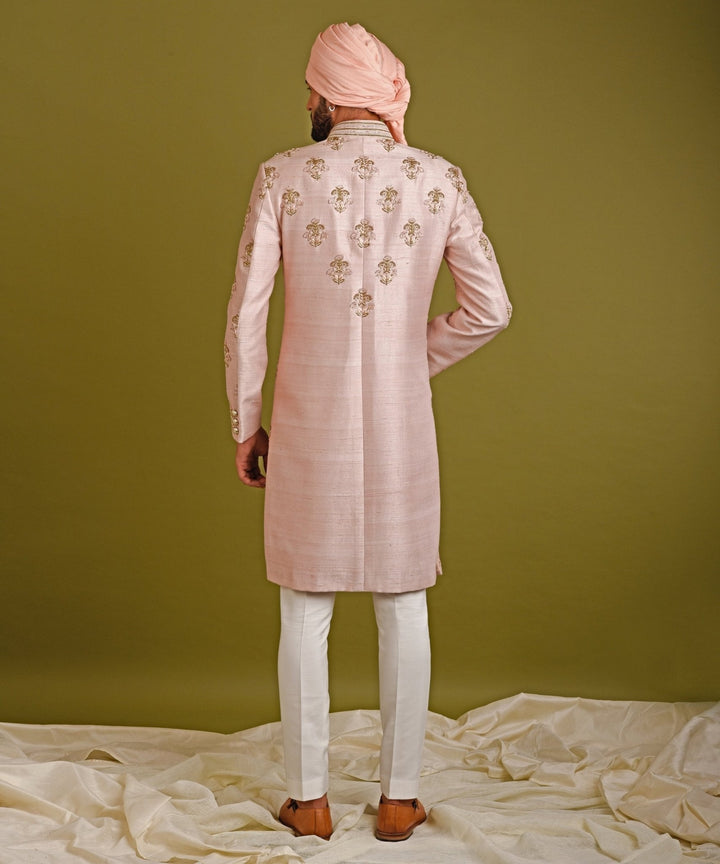 Floral Bouquet Motif Pink Sherwani Chatenya Mittal - Fabilicious Fashion