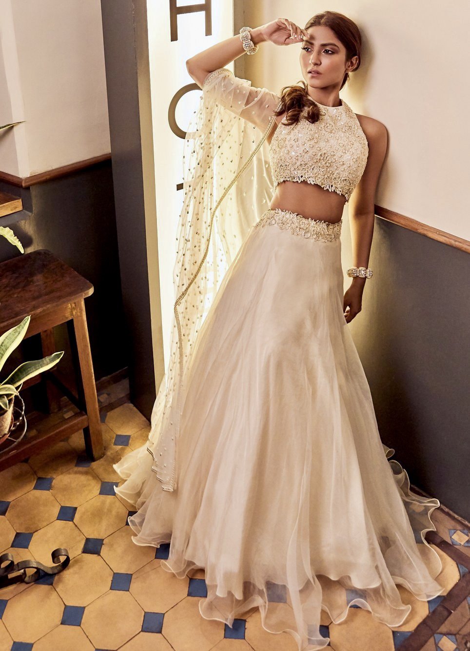 Floral Lace Set Duara - Fabilicious Fashion