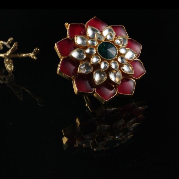 Floral Pink Ring Riana by Shikha Jindal - Fabilicious Fashion