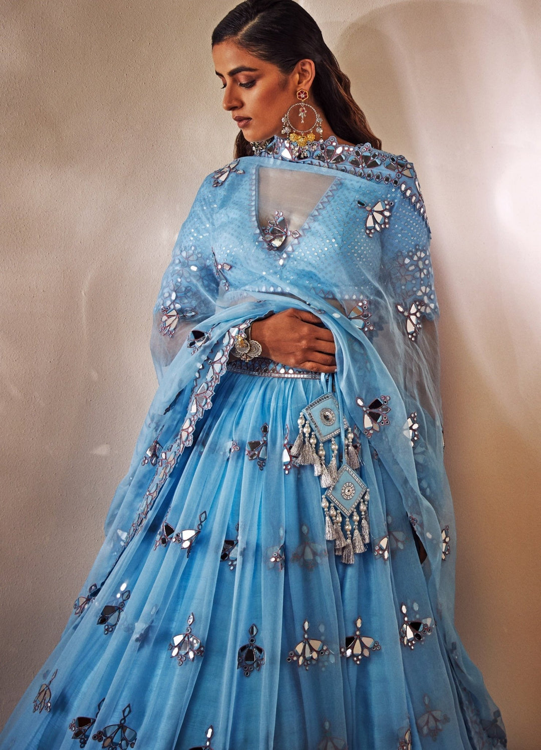 Fresh Blue Pleated Lehenga Set Vvani by Vani Vats - Fabilicious Fashion